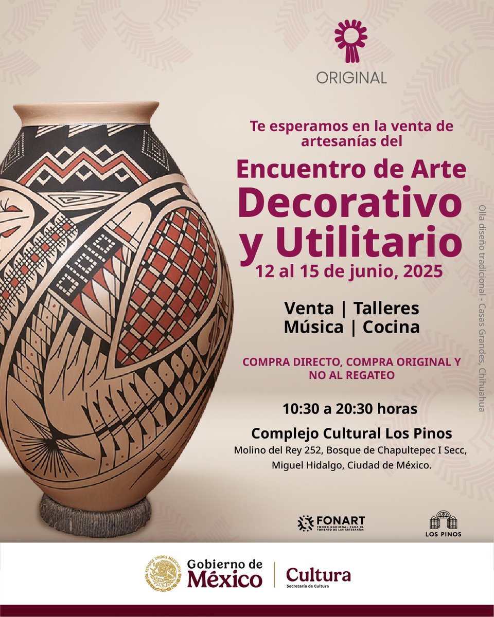 Más de 250 artesanos...
<a href="/Fonart_mx/">FONART</a> <a href="/cultura_mx/">Secretaría de Cultura</a>