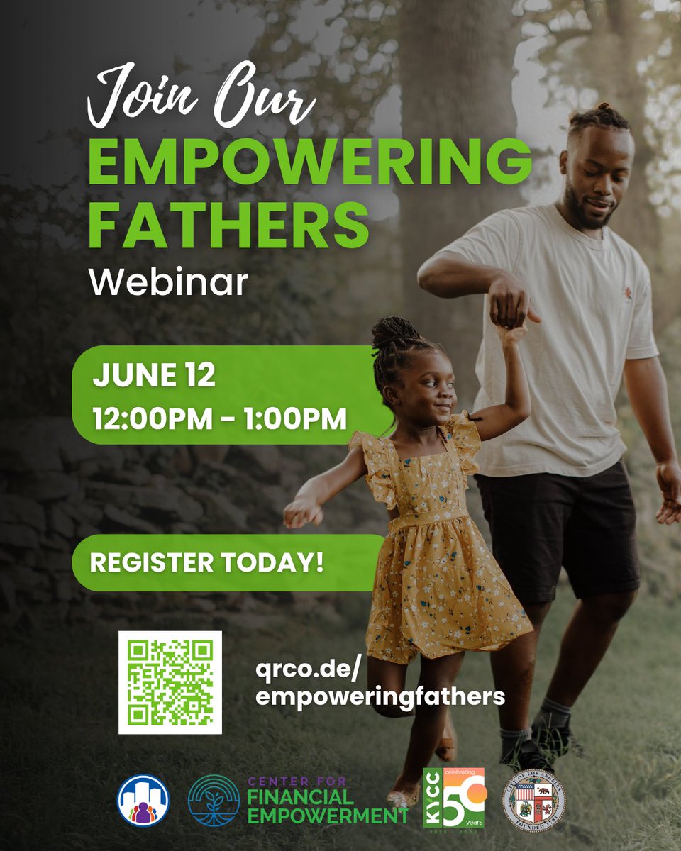 Being a dad doesn’t come with a manual—But support is out there.

Join our free Father’s Day webinar to learn about:
-LA County Resources for Dads
-Support for parenting, housing, and more
-Ways to boost your budget with free tax support

To Register: qrco.de/empoweringfath…