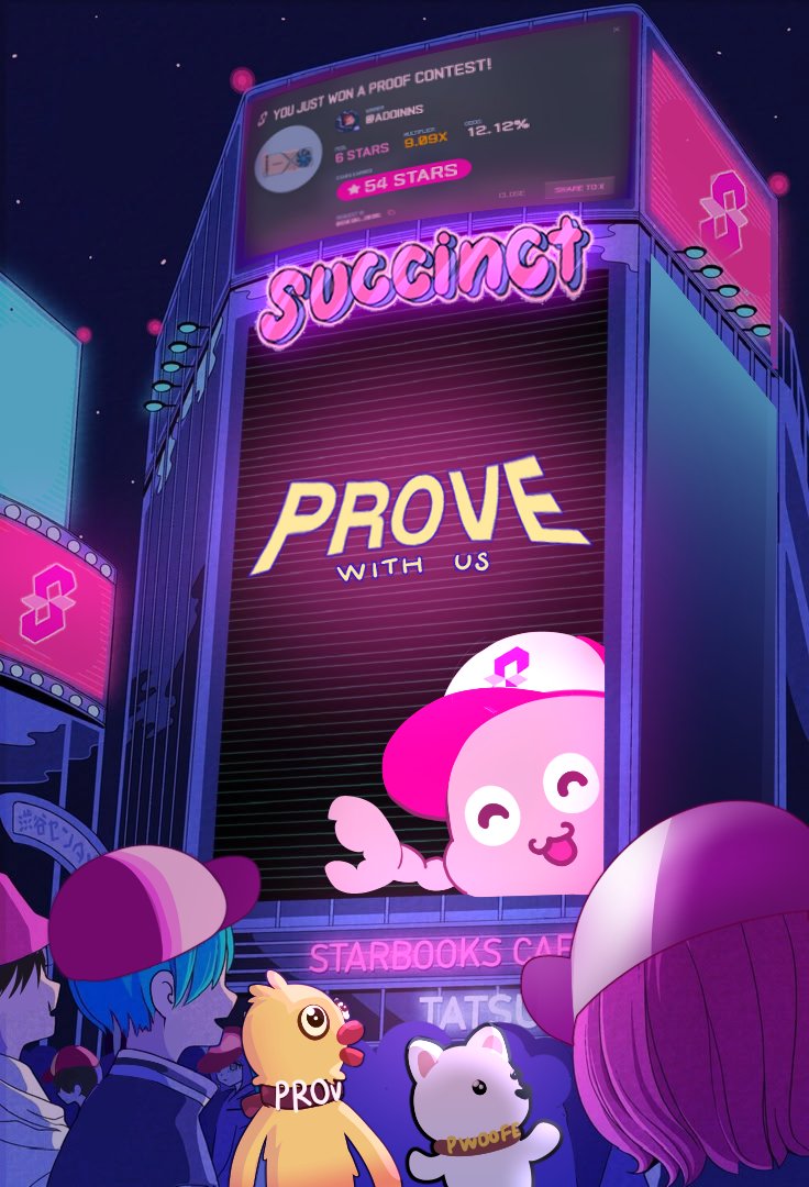 adoins's tweet photo. PROVE WITH US – SUCCINCT IN THE CITY 🏙️

Coming soon: Stage 2.5 – Let’s GPROVE harder

@SuccinctLabs @0xCRASHOUT https://t.co/U4XhhU6kHV