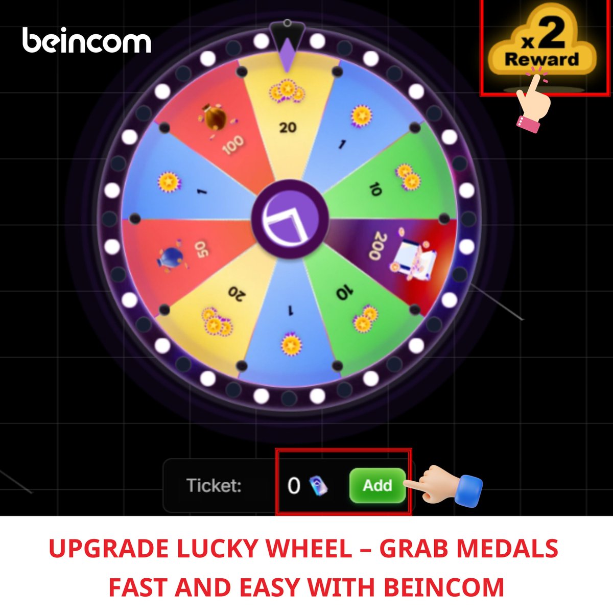 BeincomOfficial's tweet photo. Upgrade Luck Wheel – Grab Medals fast and easy with Beincom
⏳ Less than 7 days left! Beincom will soon take a Snapshot to record the number of Medals for Airdrop round 2/60.
🔥 To help you farm Medals faster than ever, Beincom is introducing a brand-new, ultra-convenient feature:

1. Exchange $BIC for extra spin tickets
Depending on your personal strategy, you can choose to purchase an additional 5 or 10 spin tickets to increase your chances of winning more Medals. 

👉 See detailed instructions here. https://t.co/zhYiSqgooR

2. Double Rewards – Multiply Your Luck
You have two exciting options:
Purchase the X2 Reward to double all Medals you win within 90 seconds.

Get the "SPIN ALL OUT" Combo: Includes 10 extra spins plus 90 seconds of X2 rewards — helping you maximize Medal accumulation faster.

👉 See detailed instructions here. 
https://t.co/7wi8ZslXgC

📌 Important Notes:
⏱ Transaction processing time for these features is 2–3 minutes. Only upon receiving a successful payment confirmation will your spins and X2 rewards be valid.
⚠️ Once X2 is activated, you’ll have 90 seconds to use all accumulated or newly purchased tickets. Be prepared and act quickly to make the most of your X2 session.
🔁 You cannot purchase multiple X2 packs consecutively. Please complete your current spin session before buying the next one.
Don’t wait — take advantage of the new feature now and speed up your Medal collection before the Snapshot!

Currently, payments are only available on web and Android platforms. However, you can use purchased tickets or activate X2 reward on all platforms, including web, Android, and iOS.
#Beincom #BICToken #AirdropBIC