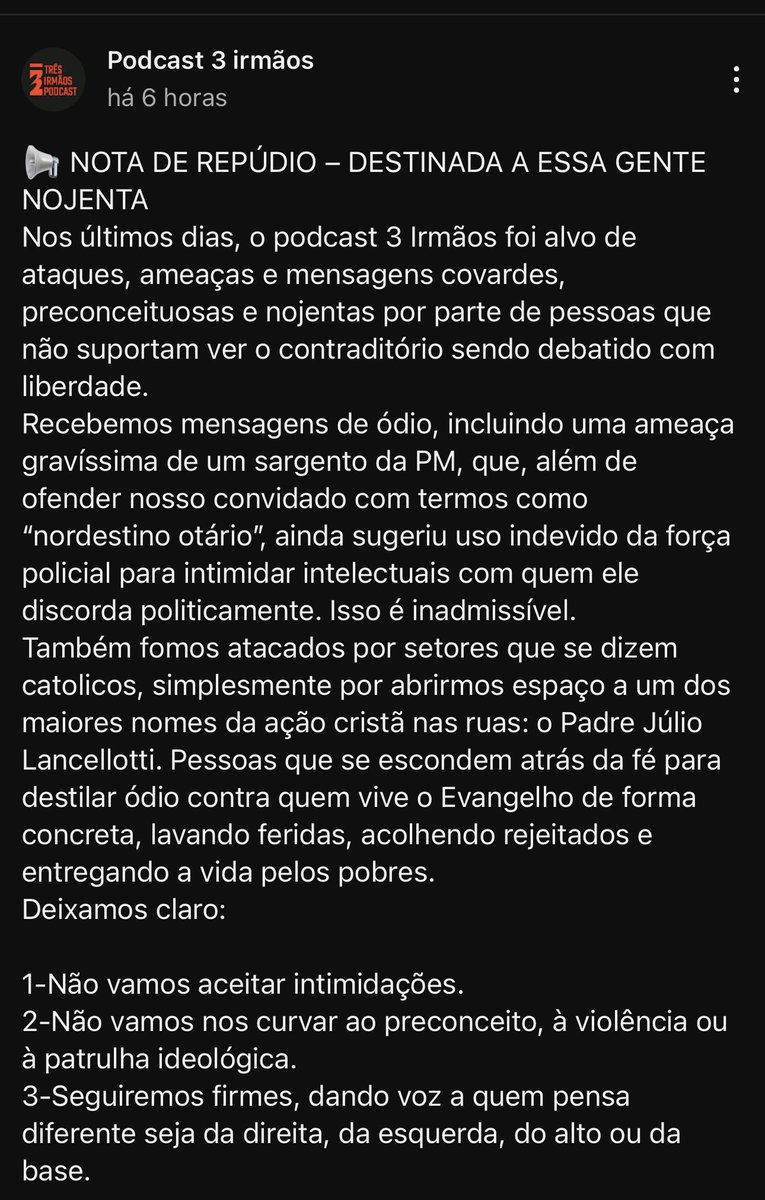 A xenofobia contra o “nordestino otario” foi destinada contra mim. Vocês da direita não tem argumentos, razão, ciência e capacidade de debater. Resta apenas preconceito, ódio irracional e tentativa de violência. Atura ou surta e vamos para cima!