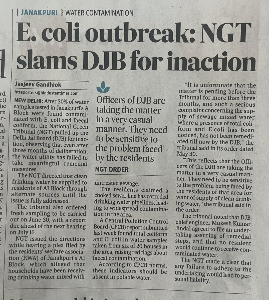 Shit in drinking water
 (30% samples confirm E.coli &amp; fecal coliform)

This is the state of Minister’s constituency Janakpuri. One can imagine the plight of other parts of Delhi.