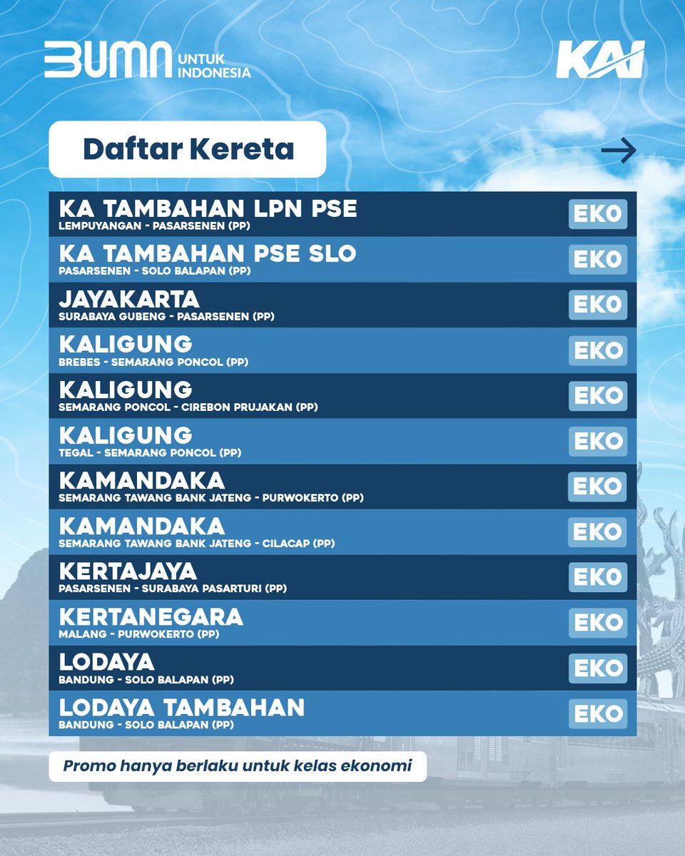 𝗚𝘂𝘆𝘀, 𝗔𝗱𝗮 𝗗𝗶𝘀𝗸𝗼𝗻 𝟯𝟬%, 𝗯𝗶𝗮𝗿 𝗟𝗶𝗯𝘂𝗿𝗮𝗻 𝗡𝗮𝗶𝗸 𝗞𝗲𝗿𝗲𝘁𝗮 𝗔𝗽𝗶 𝗝𝗮𝗱𝗶 𝗠𝗮𝗸𝗶𝗻 𝗛𝗮𝗽𝗽𝘆! 🥰

Yang cuti tahunannya masih banyak dan mau di rapel sama long weekend ini, udah ada planning buat liburan belum? 🫣

Atau mau refreshing sekaligus