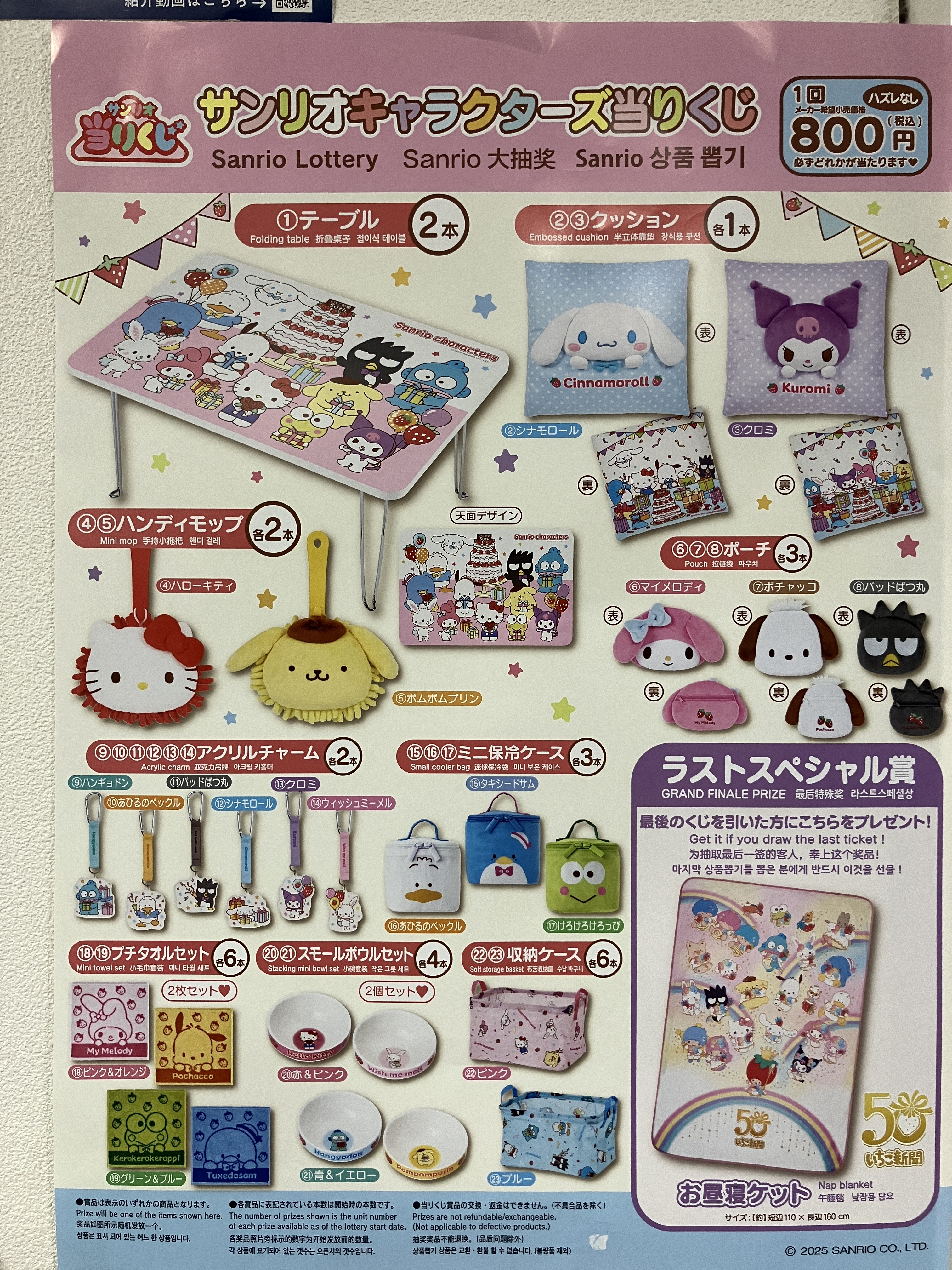2022年サンリオキャラクター大賞 当りくじ 1ロット