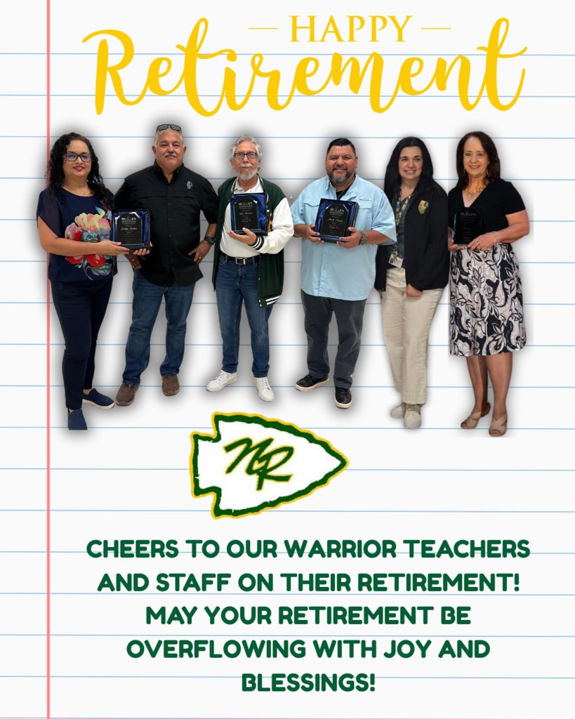 Celebrating the retirement of these incredible Rowe HS staff members! 🎉 Thank you for your years of service and dedication: Dahlya Watson, Robert Torres, Rene Ramirez, Michael Vasquez, Melissa Lauer, Alma Salazar. Wishing you all the best! 💛💚 #WarriorPride