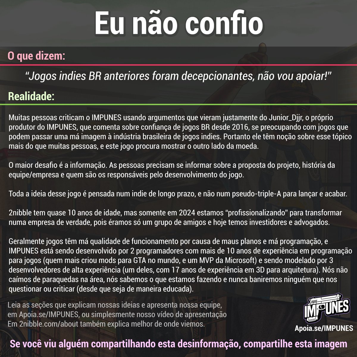 2nibbleStudios's tweet photo. Desculpe por repostar isto mais uma vez, mas nós temos baixo alcance, portanto continuamos tendo dificuldade de passar estas mensagens para o público, especialmente os que não nos seguem.

Isto é parte de um pacote de respostas que postamos há 1 ano em nossas redes. https://t.co/KGjutBk5GO