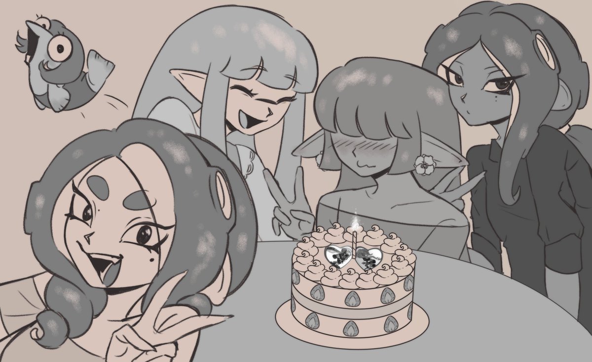 Pretty late for my timezone but it was me birthday. Wanted to doodle smth small with my daughters. Love them sm ><