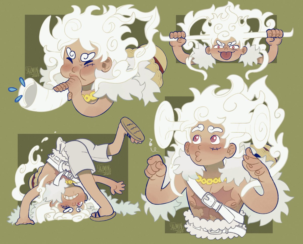 ItzJazzyJazzin's tweet photo. While I take a break from series art and do comms…HEYO Luffy artist!!! Show me how you draw gear 5…I want to take a looksy 👀

Here’s mine!!👒☀️ https://t.co/HZSklbAgWC