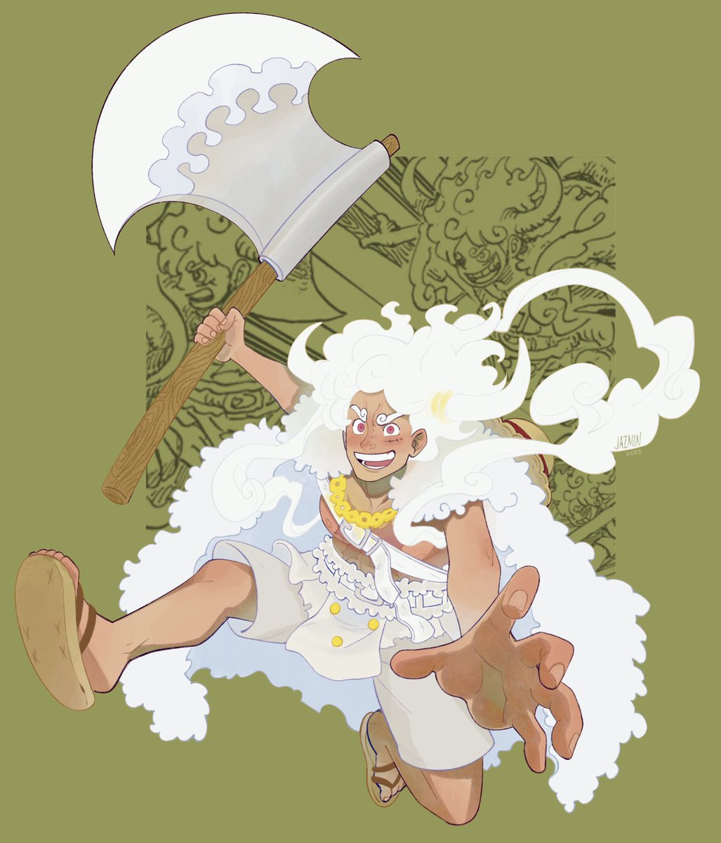 ItzJazzyJazzin's tweet photo. While I take a break from series art and do comms…HEYO Luffy artist!!! Show me how you draw gear 5…I want to take a looksy 👀

Here’s mine!!👒☀️ https://t.co/HZSklbAgWC