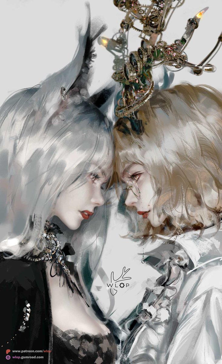 wlopwangling's tweet image. After she recovered, SilverMoon chose to stay by my side.
At first, she watched me like a creature lost in a snowstorm—
wary, silent, poised to flee.
But over time, that vigilance softened into confusion,
and then… a quiet curiosity.
I know there's no path left for her to…
