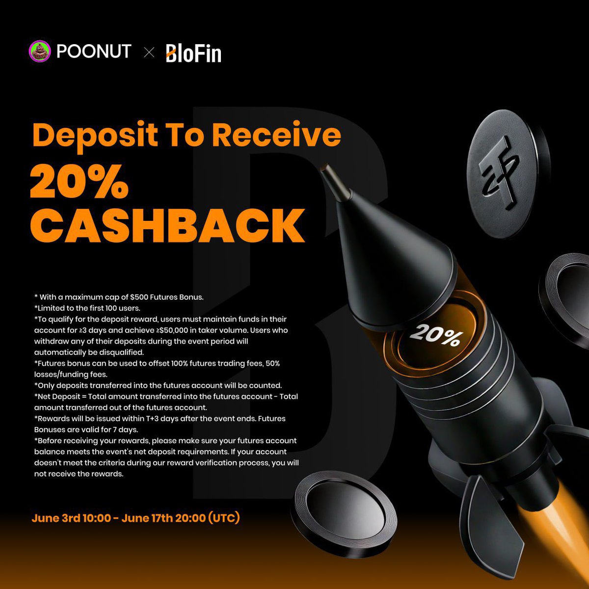 New <a href="/BloFin_Official/">BloFin Exchange</a> Deposit bonus when using my affiliate code: PooNut

Also, 20% CASH BACK on fees when using my code or link.

Affiliate link: partner.blofin.com/d/PooNut

Trade tokens like: $Btc, $Rbt, $Xrp, $Dck $Sol, $Trb, $Ena, $Pepe, $Hype, $Xlm, $Eth and so many others.