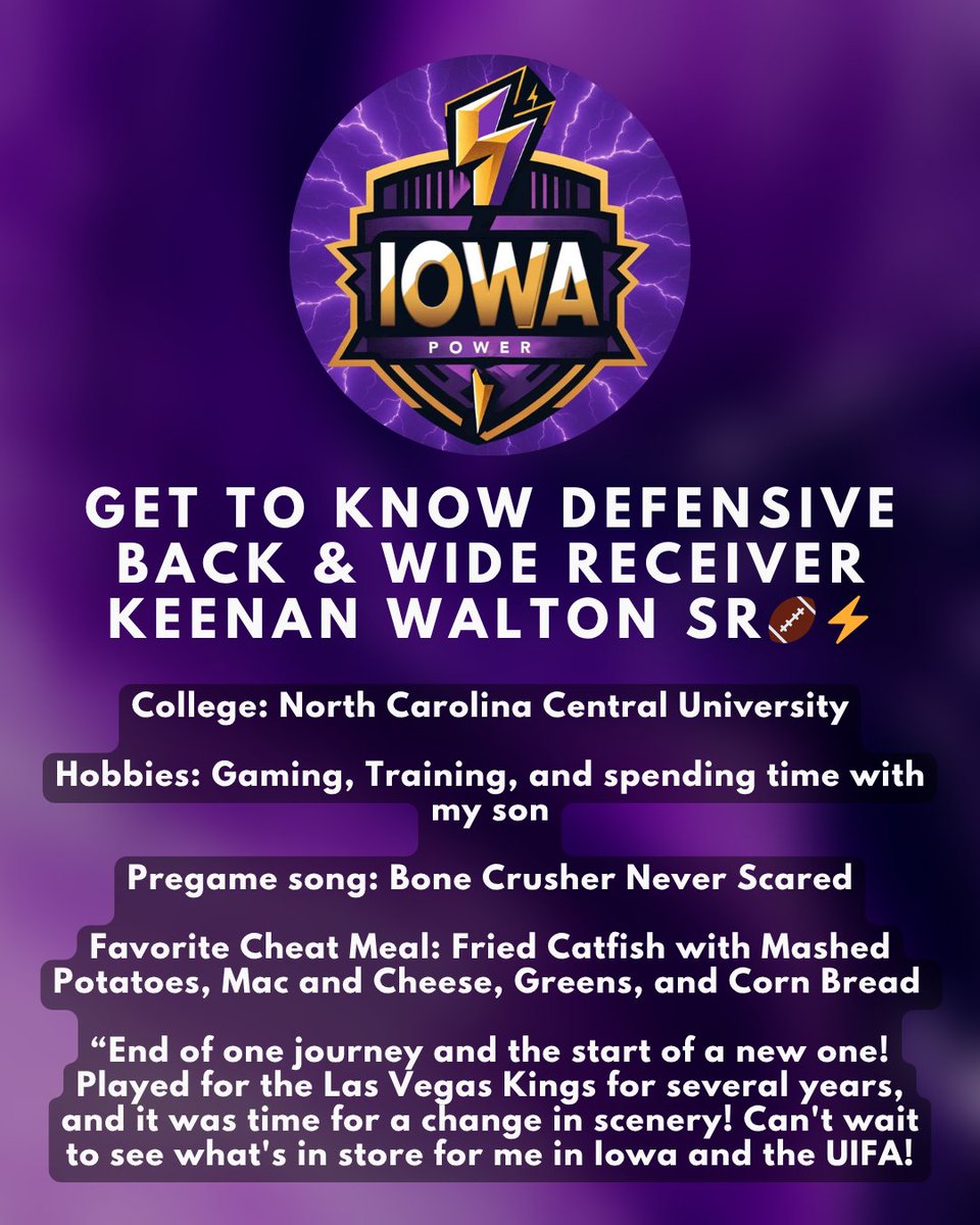 Iowa_Power's tweet image. This is what power looks like. Meet Keenan — built different. 🚀💥
#IowaPower #PowerPlay #ArenaBaller #MeetThePlayer #GridironIntensity #FootballFocus #IndoorDomination