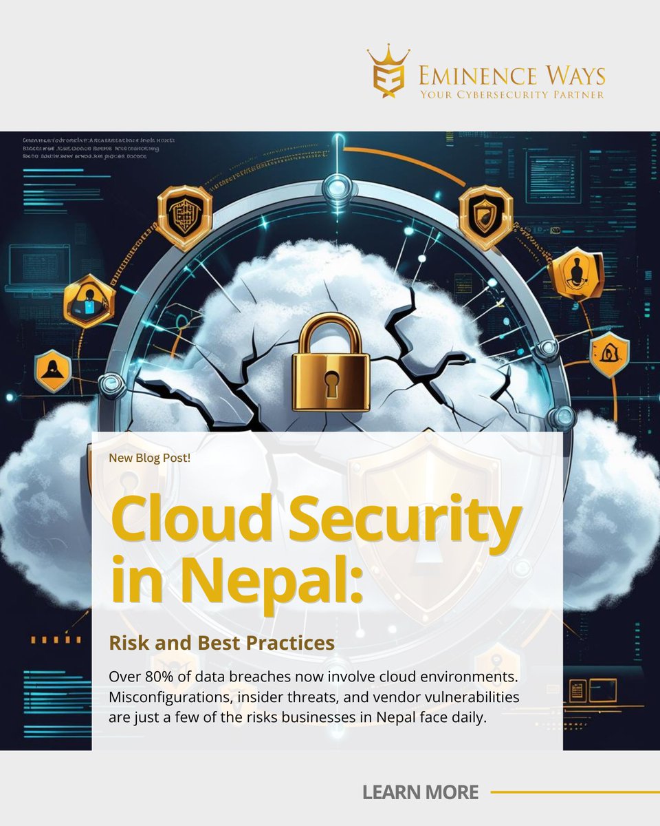 Learn the best practices to secure your cloud; from encryption to incident planning.​

Link below:​
eminenceways.com/blog/risk_and_…

#CloudSecurity #NepalCybersecurity #Infosec #SecureCloud #CyberSecurityinNepal #EminenceWays #EminenceWaysNepal #CyberServices #YourCyberSecurityPartner