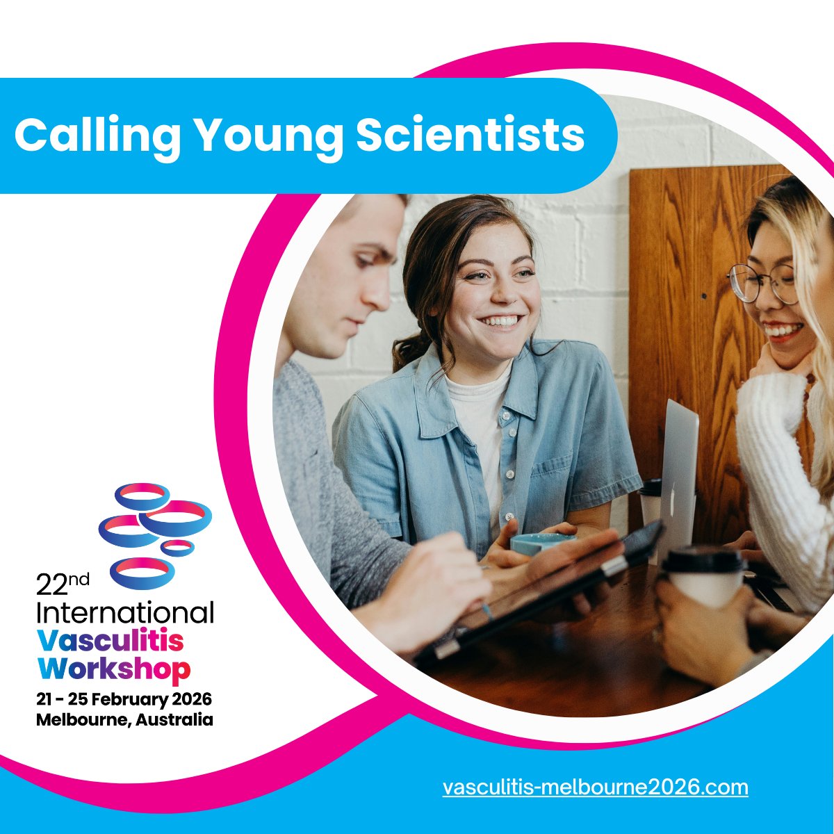Calling Young Scientists - don't miss your opportunity to be part of the 22nd International Vasculitis Workshop 2026. Join leading experts, researchers and healthcare professionals from around the world. See the program and register at: vasculitis-melbourne2026.com