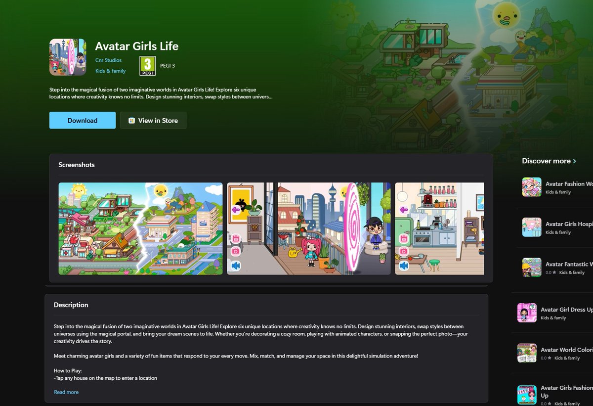 CAStenman's tweet image. Avatar Girls Life, is App of The Day on myAppFree  t.ly/Ef_fW      #Windows11 #myAppFree #GirlsLife