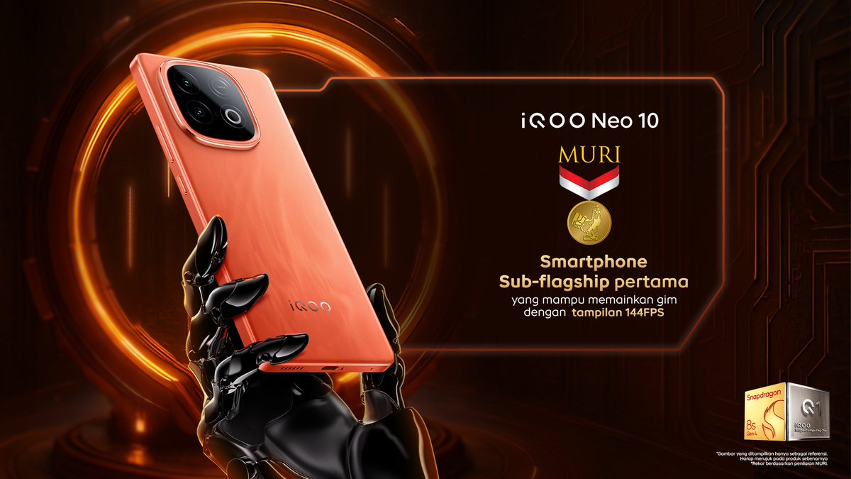 🔥 Resmi tercatat di MURI, trOOps! 🔥

iQOO Neo 10 jadi smartphone sub-flagship pertama yang bisa main game di 144 FPS! 🚀
Bukan cuma angka, tapi bukti nyata kekuatan #PowerToWin yang siap temani kamu taklukkan setiap match! 💪

Siap rasakan sensasinya langsung? Langsung checkout