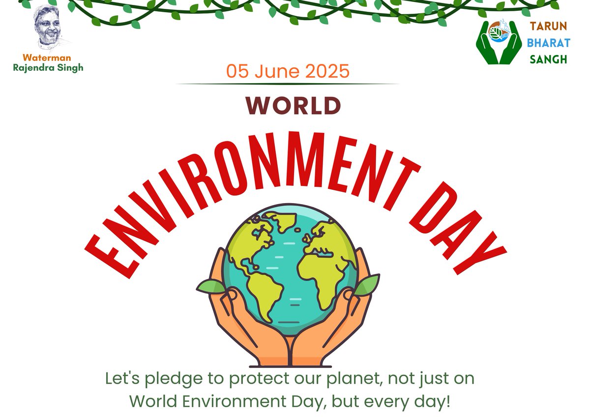 #WorldEnvironmentDay2025
Let's Pledge to protect our planet, not just on World Environment Day, but every day!

#TarunBharatSangh #water #environment #ClimateAction