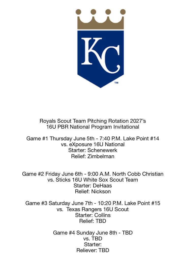 Royals Scout Team pitching rotation for the PBR, National Program Invitational. 16U <a href="/PBRTournaments/">Prep Baseball Tournaments</a> <a href="/ShooterHunt/">Shooter Hunt</a>