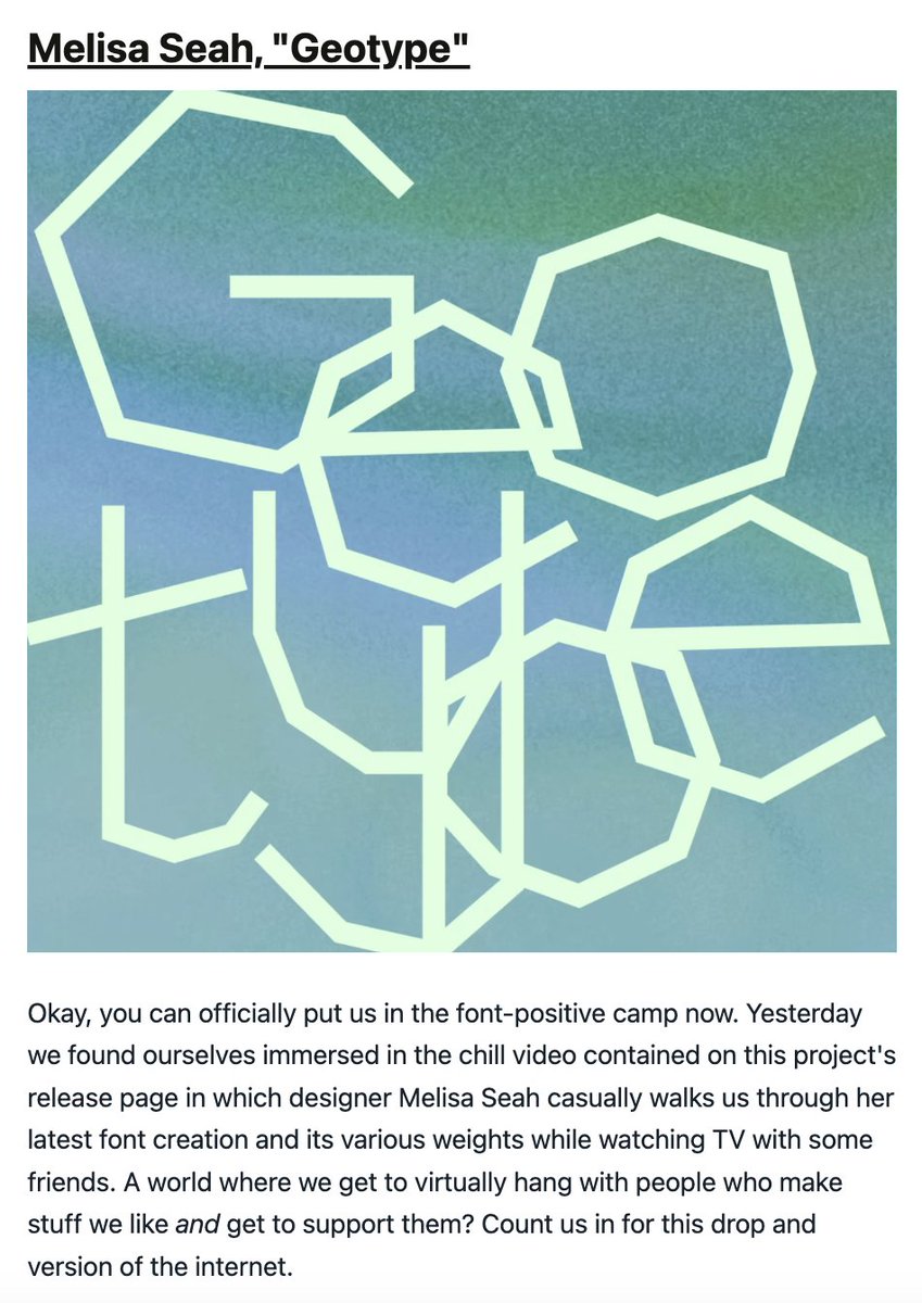 ahh! can't believe <a href="/metalabel_/">Metalabel</a> featured GEOTYPE in today's newsletter!