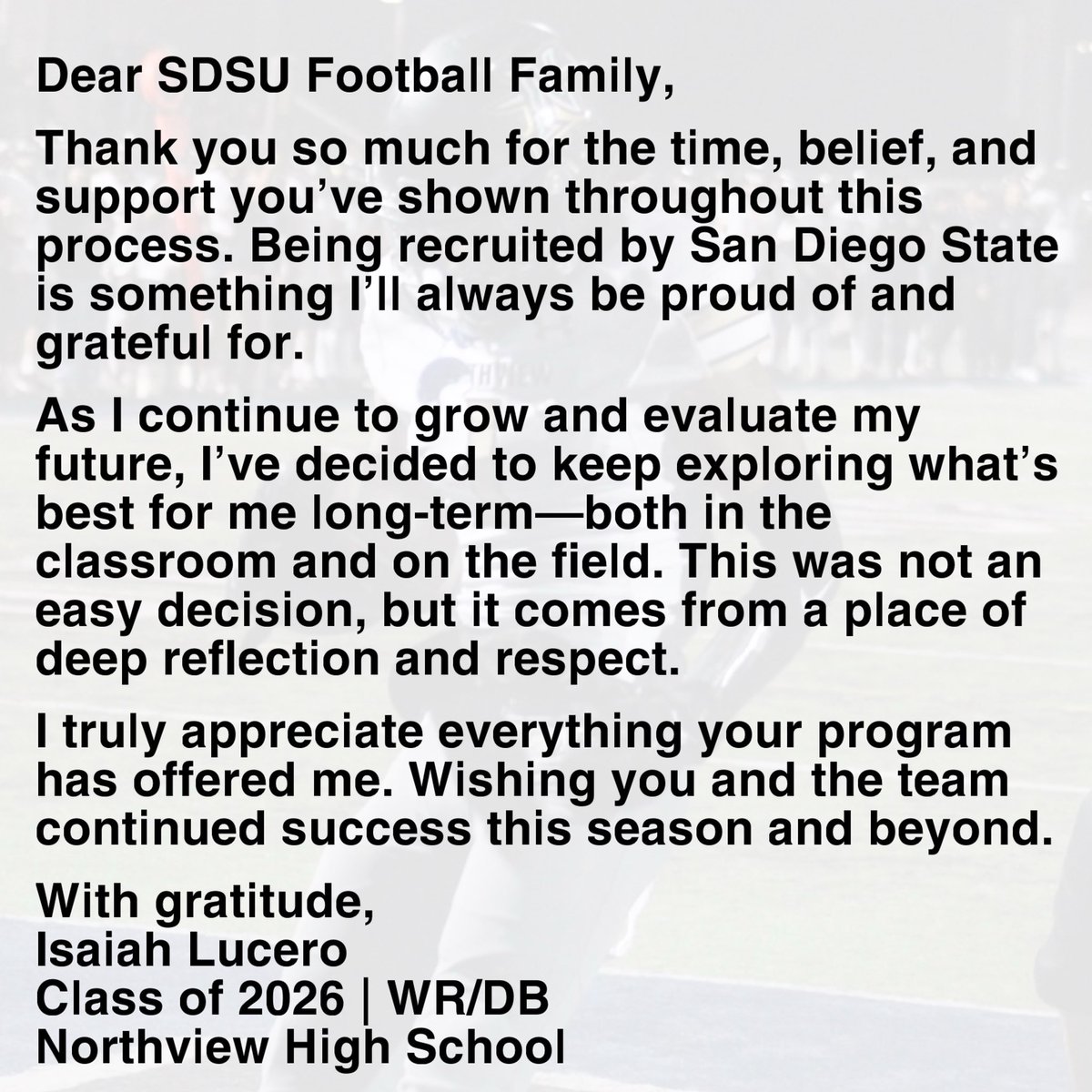 I’ve officially decommitted from San Diego State University ❤️