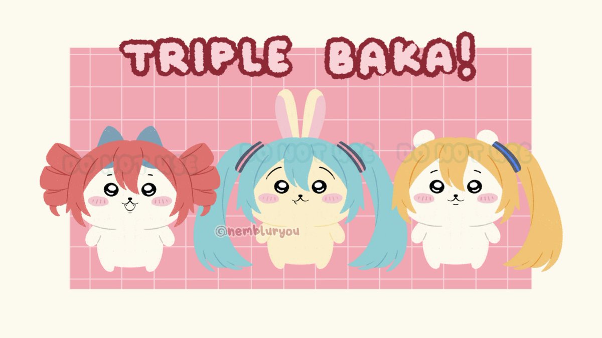 triple baka but cuter❤️🩵🧡

#chiikawa #hachiware #usagi #fanart