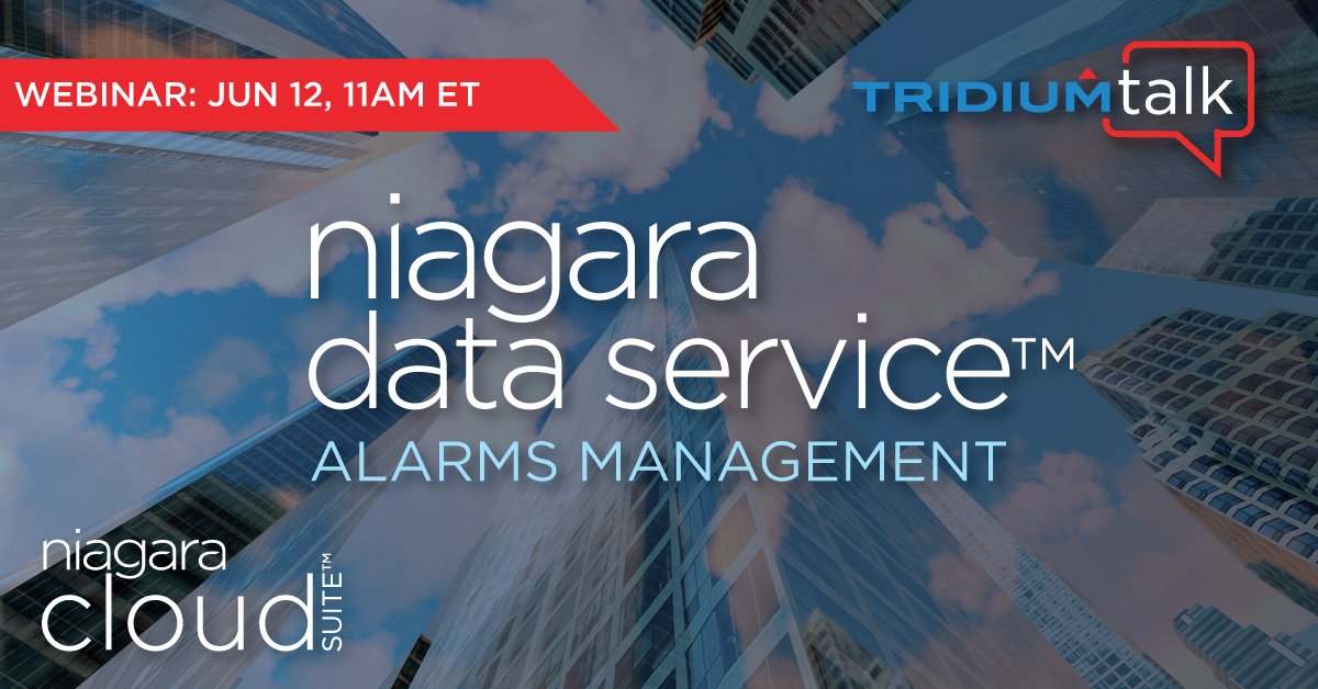 Register for the #TridiumTalk on June 12 to learn more about the newest Niagara Data Service feature that includes alarms management and a user interface that enables the viewing of detailed information on alarms by device or project. tridium.zoom.us/webinar/regist…