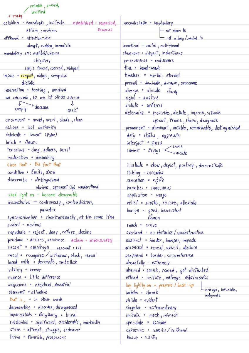 สอบติดแล้ว มาแจก vocabs คับบ ต่อในเม้นมี 32 แผ่นเลย🤩 (อาจจะจดงงๆนิดนึง) #dek69