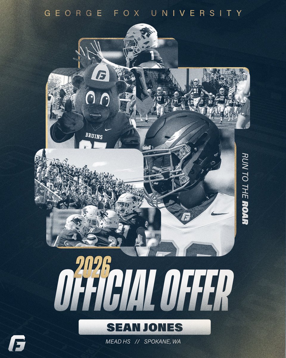 Sean Jones (@jonesysean58) on Twitter photo After a great conversation with <a href="/SpencerCrace/">Spencer Crace</a> I’m blessed to receive an offer from George Fox University. AGTG!
<a href="/GFUFootball/">GFU Bruin Football</a> <a href="/PantherMead/">Mead High School Panther Football</a> <a href="/Pro_Vision_Acad/">ProVisionAcademy</a> <a href="/PNWSports_/">PNW Sports 𝕏</a> <a href="/PrepRedzoneWA/">Prep Redzone Washington</a> <a href="/EvansRankings/">Matt Evans</a> <a href="/INW_FOOTBALL/">Inland Northwest Football</a> <a href="/Micah_Chen/">Micah Chen</a> <a href="/RylandSpencer/">Ryland Spencer™</a> <a href="/NickFarman55/">Nick Farman M.S.</a> <a href="/TopPreps/">College Coaches / Scouts / College Recruiters</a> <a href="/RecruitRadarPNW/">Recruit Radar</a> After a great conversation with <a href="/SpencerCrace/">Spencer Crace</a> I’m blessed to receive an offer from George Fox University. AGTG!
<a href="/GFUFootball/">GFU Bruin Football</a> <a href="/PantherMead/">Mead High School Panther Football</a> <a href="/Pro_Vision_Acad/">ProVisionAcademy</a> <a href="/PNWSports_/">PNW Sports 𝕏</a> <a href="/PrepRedzoneWA/">Prep Redzone Washington</a> <a href="/EvansRankings/">Matt Evans</a> <a href="/INW_FOOTBALL/">Inland Northwest Football</a> <a href="/Micah_Chen/">Micah Chen</a> <a href="/RylandSpencer/">Ryland Spencer™</a> <a href="/NickFarman55/">Nick Farman M.S.</a> <a href="/TopPreps/">College Coaches / Scouts / College Recruiters</a> <a href="/RecruitRadarPNW/">Recruit Radar</a>