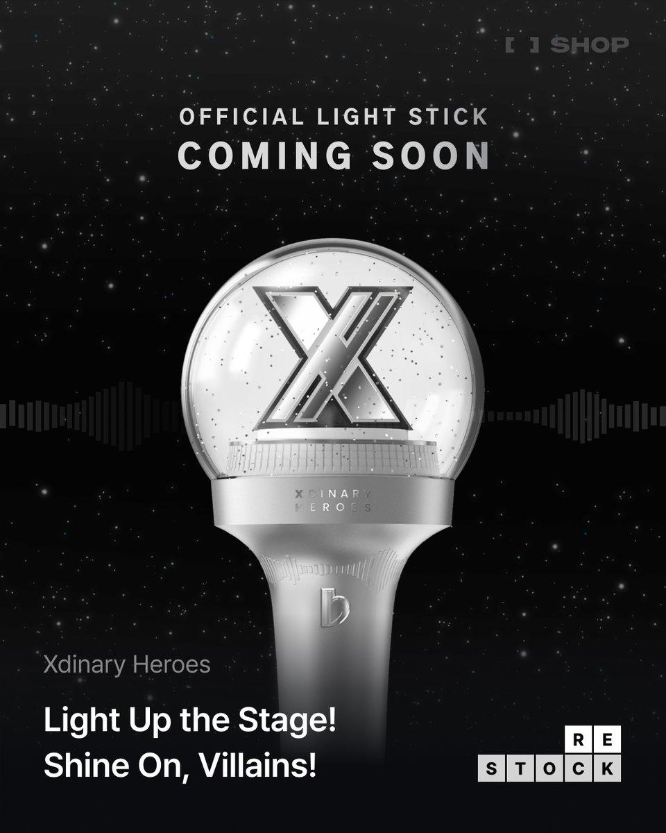 Xdinary Heroes(엑스디너리 히어로즈) 
OFFICIAL LIGHT STICK 
COMING SOON!

🪄ONLINE SALES OPEN
😈25.06.09 MON 2PM ~ (KST)

* 한정 수량으로 조기 품절될 수 있습니다.
* 빠른 배송을 위해 [단독 구매]만 가능합니다.
* ID당 최대 1개까지 구매 가능합니다. 
* 배터리가 포함된 상품으로 [국내
