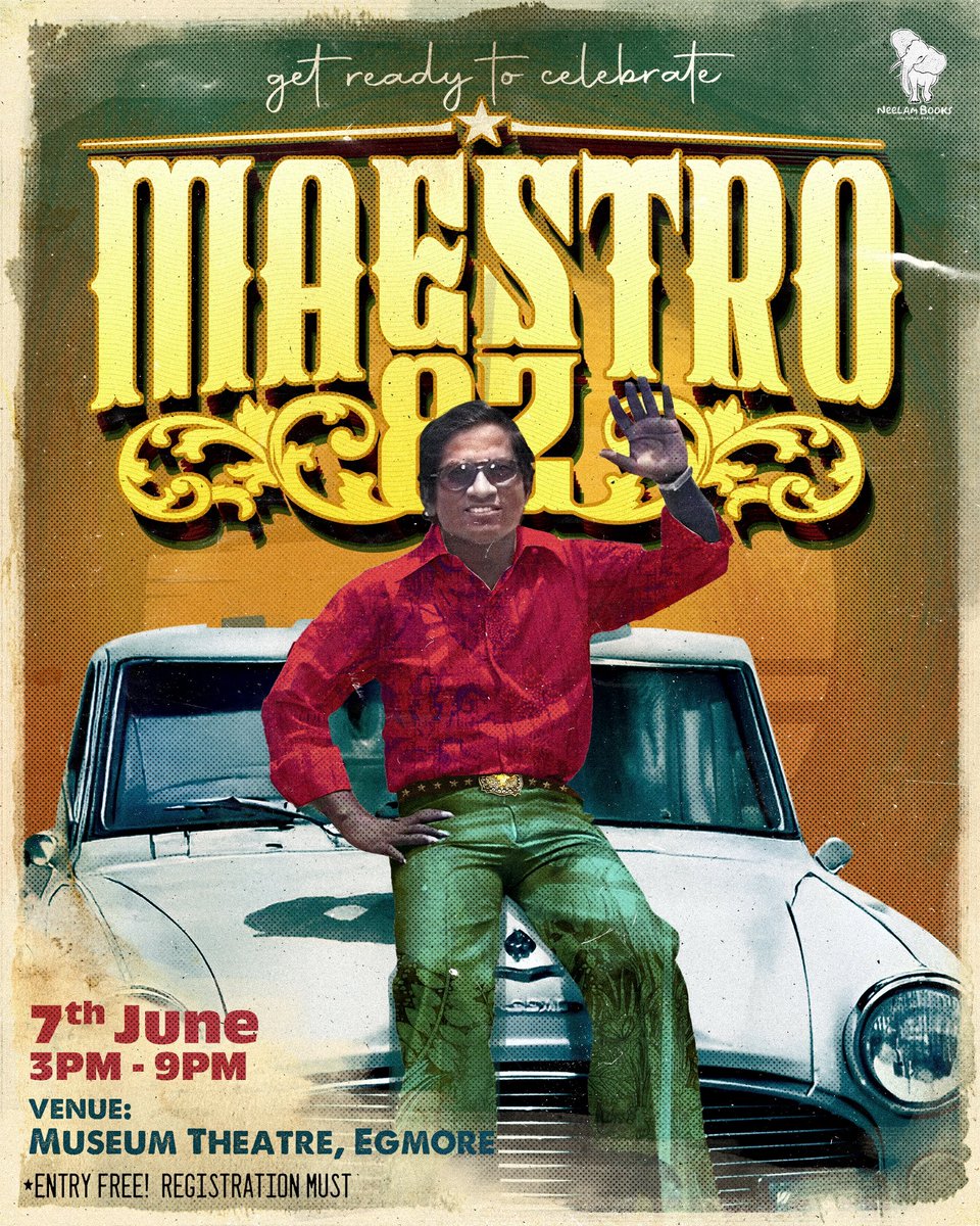 Neelam Books (@neelambooks) on Twitter photo Celebrating Maestro 🎼🎉
#Maestro82🎼
7th June, 3pm to 9pm
Venue: Museum Theatre, Egmore
Get Ready Folks!!!
Stay Tuned for more details 🎼
Entry Free!
Registration Mandatory!
Link: bit.ly/3FNyeEK
<a href="/beemji/">pa.ranjith</a> <a href="/bhaskarvasugi/">VASUGI BHASKAR</a> <a href="/NeelamSocial/">Neelam Social</a>
#maestro82 #hbdilaiyaraaja Celebrating Maestro 🎼🎉
#Maestro82🎼
7th June, 3pm to 9pm
Venue: Museum Theatre, Egmore
Get Ready Folks!!!
Stay Tuned for more details 🎼
Entry Free!
Registration Mandatory!
Link: bit.ly/3FNyeEK
<a href="/beemji/">pa.ranjith</a> <a href="/bhaskarvasugi/">VASUGI BHASKAR</a> <a href="/NeelamSocial/">Neelam Social</a>
#maestro82 #hbdilaiyaraaja