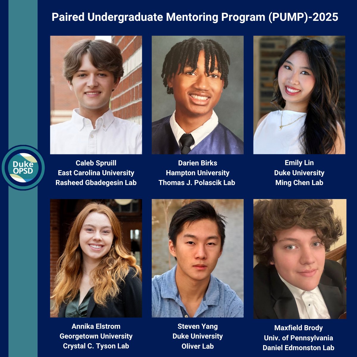 Duke_OPSD_PRIME's tweet image. 🎉 Congratulations to the 2025 Duke PRIME PUMP interns! 
This 8-week summer program offers undergraduates mentored research experience and skill-building in urology and nephrology.
#Urology #Nephrology #Undergraduate #Summer #Research #Health #Mentorship #DukeMedSchool