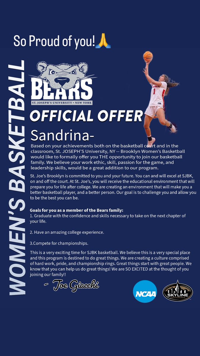 Sandrina Panaligan (@sandrinuhhh) on Twitter photo Offered!
Thank you, Coach Joe, for believing in me. Grateful for the opportunity I’ll continue to work hard and stay focused. 🙏
#Blessed #GoBears #StudentAthlete #collegebasketball #CollegeRecruiting <a href="/VCSAthletics/">VCS Athletics</a> <a href="/VCSg_basketball/">Village Christian GBB</a> Offered!
Thank you, Coach Joe, for believing in me. Grateful for the opportunity I’ll continue to work hard and stay focused. 🙏
#Blessed #GoBears #StudentAthlete #collegebasketball #CollegeRecruiting <a href="/VCSAthletics/">VCS Athletics</a> <a href="/VCSg_basketball/">Village Christian GBB</a>