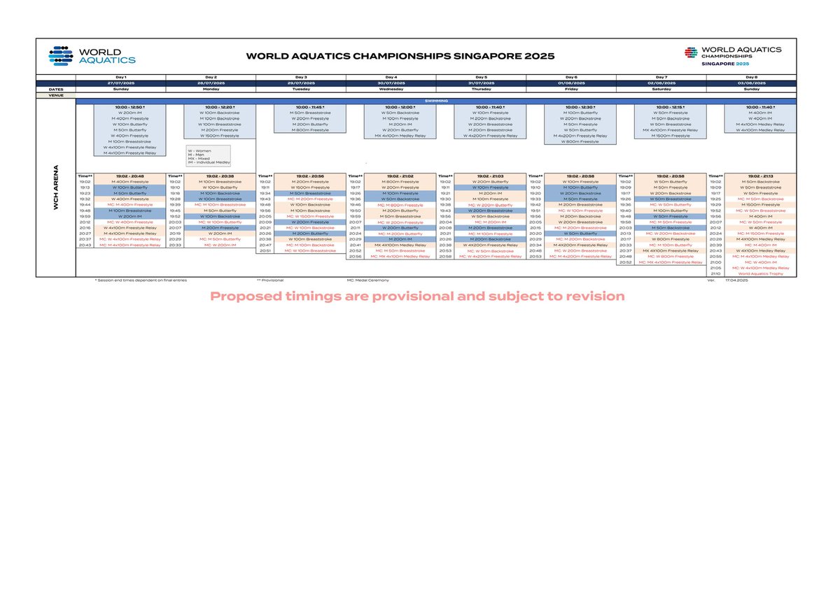 swimcoverage's tweet image. 🇸🇬World Championships Singapore 2025
#AQUASingapore2025

競泳競技日程 スケジュール
Event Schedule
resources.fina.org/fina/document/…