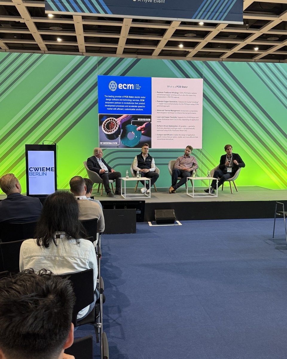 pcbstator's tweet image. Final day of #CWIEME is live! ⚙️
Find ECM at Stand 3.2 A51 to see how we’re rethinking motor design — no winding lines, just precision.

Big thanks to John Morehead and everyone who came out for Rob Luchars&apos; panel yesterday. 

#ecmpowered #PCBStator #ElectricMotors