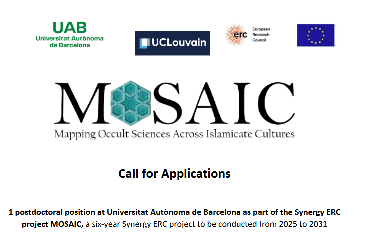 ***Positions***
Postdoctoral Position on “Transmission of Knowledge and the Classification of Sciences Tradition: situating Taşköprīzāde
(d. 1561) in Ottoman Scholarly Culture” at the Universitat Autònoma de Barcelona! 
linkedin.com/feed/update/ur…