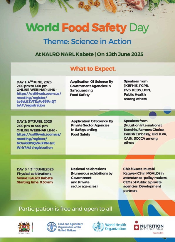 Nutrition International (@nutritionintl) on Twitter photo #WorldFoodSafetyDay Join the World Food Safety Day 2025 Commemoration webinar and summit. Theme: "Science in Action". Standby for a presentation by <a href="/NutritionIntl/">Nutrition International</a> Kenya, 5th June 2025 from 1400hrs EAT. us06web.zoom.us/meeting/regist… <a href="/kilimoKE/">Ministry of Agriculture & Livestock Development</a> <a href="/FAO/">Food and Agriculture Organization</a> <a href="/WHO/">World Health Organization (WHO)</a> <a href="/KephisKe/">KEPHIS</a> <a href="/Dir_vetservices/">Directorate of Veterinary Services</a> #WorldFoodSafetyDay Join the World Food Safety Day 2025 Commemoration webinar and summit. Theme: "Science in Action". Standby for a presentation by <a href="/NutritionIntl/">Nutrition International</a> Kenya, 5th June 2025 from 1400hrs EAT. us06web.zoom.us/meeting/regist… <a href="/kilimoKE/">Ministry of Agriculture & Livestock Development</a> <a href="/FAO/">Food and Agriculture Organization</a> <a href="/WHO/">World Health Organization (WHO)</a> <a href="/KephisKe/">KEPHIS</a> <a href="/Dir_vetservices/">Directorate of Veterinary Services</a>