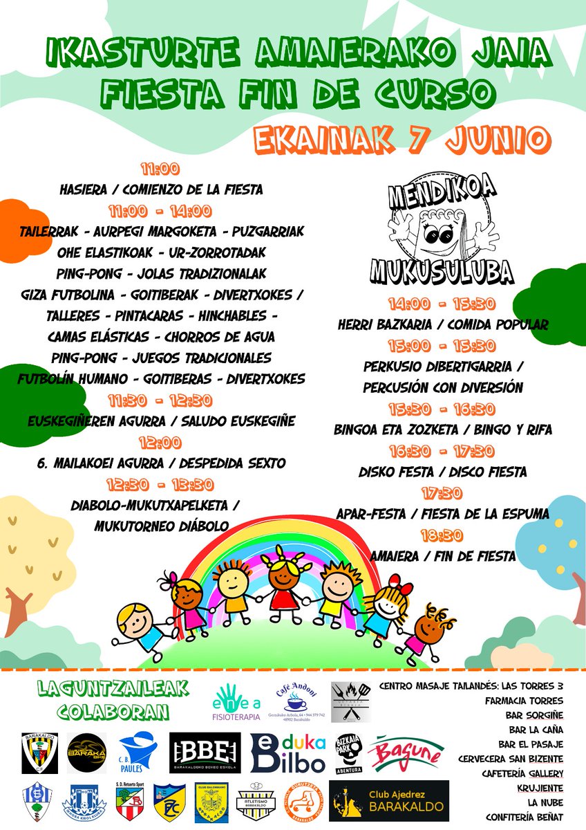 *🗣️⚽📚 IKHOBA COLABORANDO CON LAS AMPAS DE LAS IKASTOLAS 📚⚽🗣️*
IKHOBA colabora con la Fiesta Final de curso de Mukusuluba LHI con regalos para premiar en los concursos o sorteos que celebren en este día tan especial para su alumnado.
Ikhoba Beti Aurrera!!! 💙🤍💙🤍💙