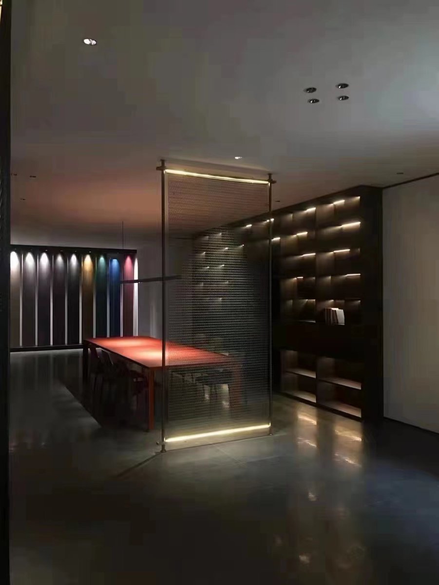 decorative_mesh's tweet image. share the detail of spiral mesh as divider. #divider #partition #architecturalmesh