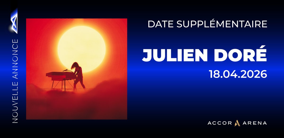 Accor Arena (@accor_arena) on Twitter photo 1 tournée et 5 dates à l'Accor Arena pour <a href="/jdoreofficiel/">Golden Julien</a> ! Une nouvelle date vient de s'ajouter alors on se retrouve le 18 avril 2026 👌
🐊 Prévente ouverte : urlr.me/!AA_JD
🎫 Ouverture de la billetterie le 06.06 à 12h. 1 tournée et 5 dates à l'Accor Arena pour <a href="/jdoreofficiel/">Golden Julien</a> ! Une nouvelle date vient de s'ajouter alors on se retrouve le 18 avril 2026 👌
🐊 Prévente ouverte : urlr.me/!AA_JD
🎫 Ouverture de la billetterie le 06.06 à 12h.