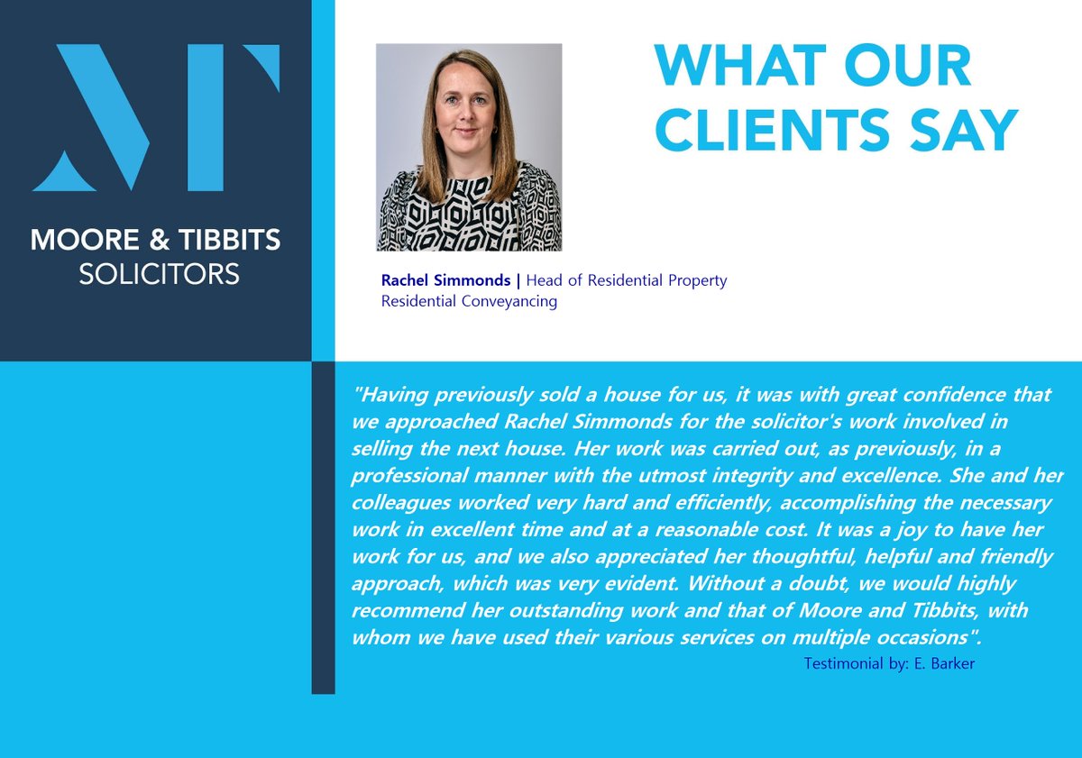 It's always nice to read that your clients return with 'great confidence'! Well done to Rachel and the rest of our Residential Conveyancing Team on such glowing feedback. 

bit.ly/4mHAONl 

#reviews #clientreviews #testimonials