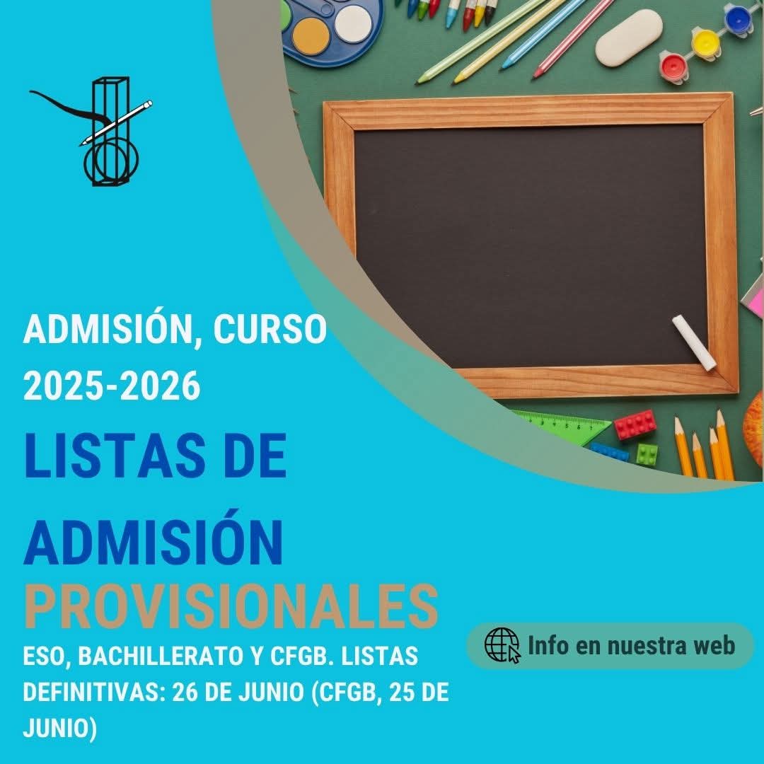 ℹ️Publicadas las listas provisionales de admisión en las enseñanzas de ESO, Bachillerato y CFGB para el curso 2025-2026. 

🔗Consulta toda la información en nuestra web: www3.gobiernodecanarias.org/medusa/edublog…