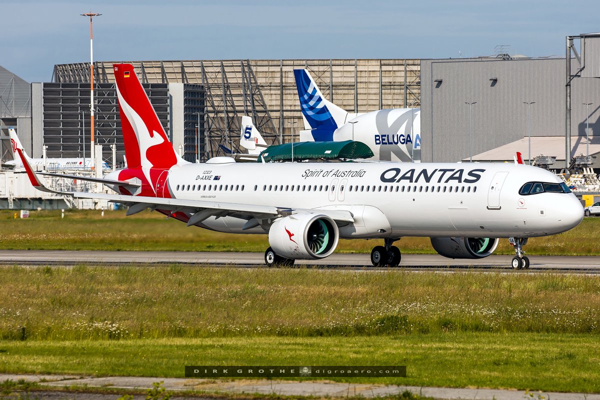 digro65's tweet image. after a break of two months, the first @Qantas #A321XLR VH-OGA had its second test-flight today at Airbus Hamburg, entering the final stage of the flight test program prior to delivery...