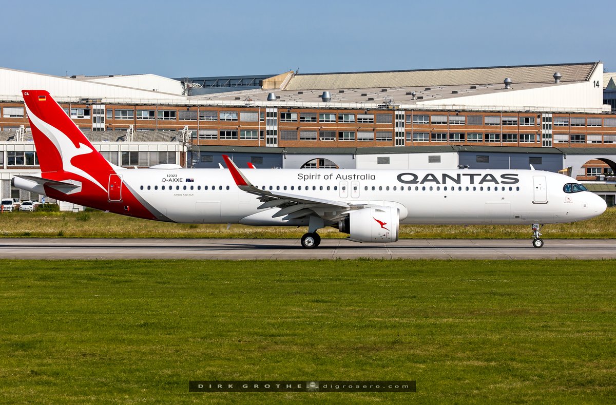 digro65's tweet image. after a break of two months, the first @Qantas #A321XLR VH-OGA had its second test-flight today at Airbus Hamburg, entering the final stage of the flight test program prior to delivery...