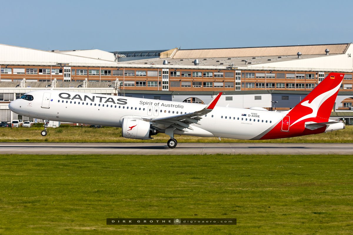 digro65's tweet image. after a break of two months, the first @Qantas #A321XLR VH-OGA had its second test-flight today at Airbus Hamburg, entering the final stage of the flight test program prior to delivery...