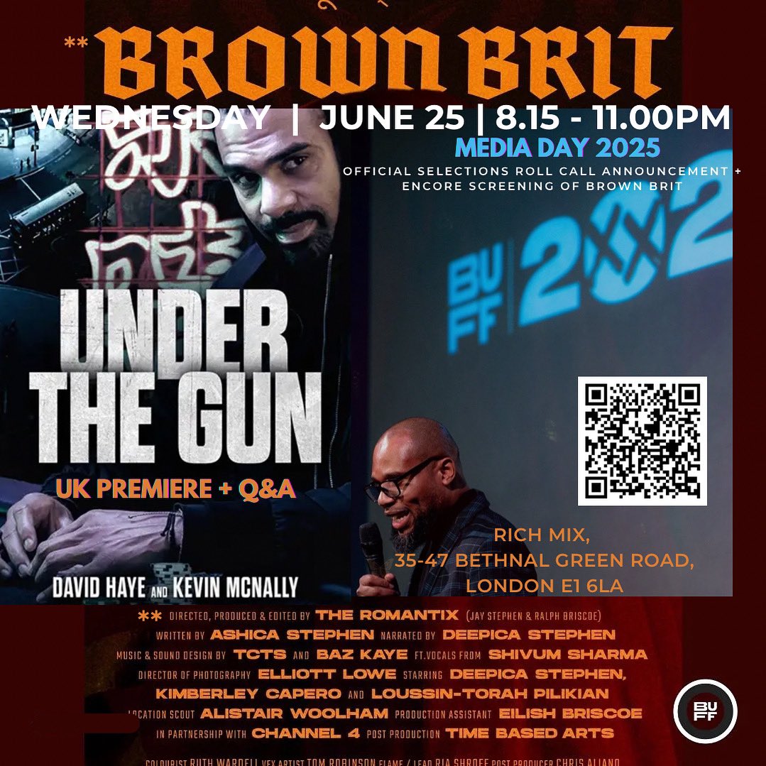 🎬✨ BUFF MEDIA DAY 2025… ✨🎬

Join us on Wednesday 25 June, 8.15pm at <a href="/RichMixLondon/">Rich Mix</a> for a triple threat of film, awards &amp; literature at the British Urban Film Festival 🔥

🎥 UK PREMIERE of Under the Gun starring boxing legend 🥊 <a href="/davidhaye/">David Haye</a> &amp; screen icon 🎭 Kevin McNally 

🎤
