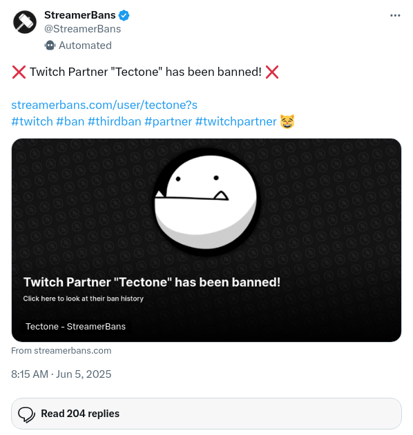 LSF_Forwarder's tweet image. Tectone has been banned!