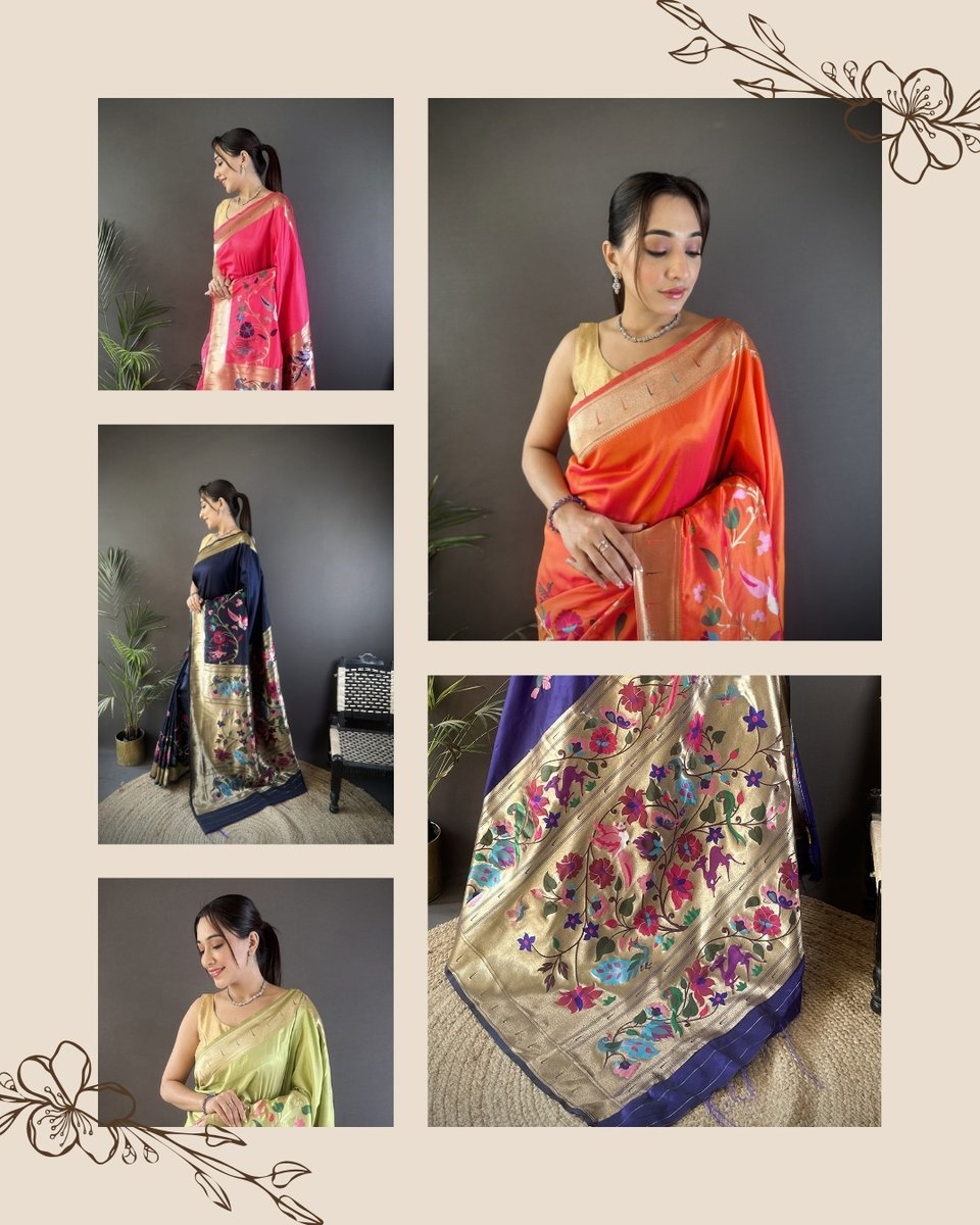 eloracouture's tweet image. Bloom like royalty 🌸
The Elora Silk Floral Zari Paithani Saree isn’t just tradition it’s a style revolution draped in gold. ✨
Old-school charm, new-age glam. Own the vibe. 👑
#PaithaniGlow #EloraStyle #SareeWithSwag