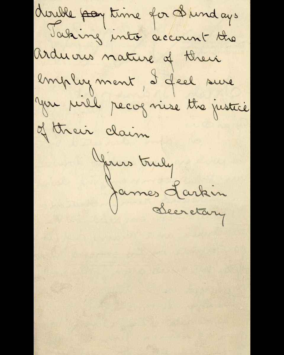 DCLA Reading Room (@dclareadingroom) on Twitter photo One month before the 1913 Lockout, James Larkin wrote to Jacob's demanding better pay for bakehouse, mixing loft, and oven firemen workers, stressing the harsh conditions: “Given the arduous nature of their work, I’m sure you’ll see the justice of their claim.” One month before the 1913 Lockout, James Larkin wrote to Jacob's demanding better pay for bakehouse, mixing loft, and oven firemen workers, stressing the harsh conditions: “Given the arduous nature of their work, I’m sure you’ll see the justice of their claim.”