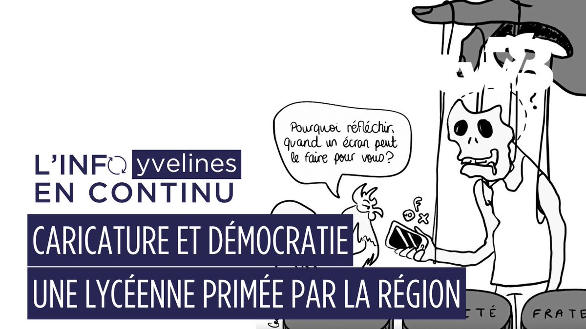 🏆 Camila (lycée Jeanne d’Albret, St-Germain-en-Laye) remporte le Grand Prix du concours « Caricature et démocratie » ✏️
👉 Son dessin contre les fake news primé par la Région Île-de-France

 f.mtr.cool/jlkzwzjlee
#Yvelines #LibertéDexpression #Caricature