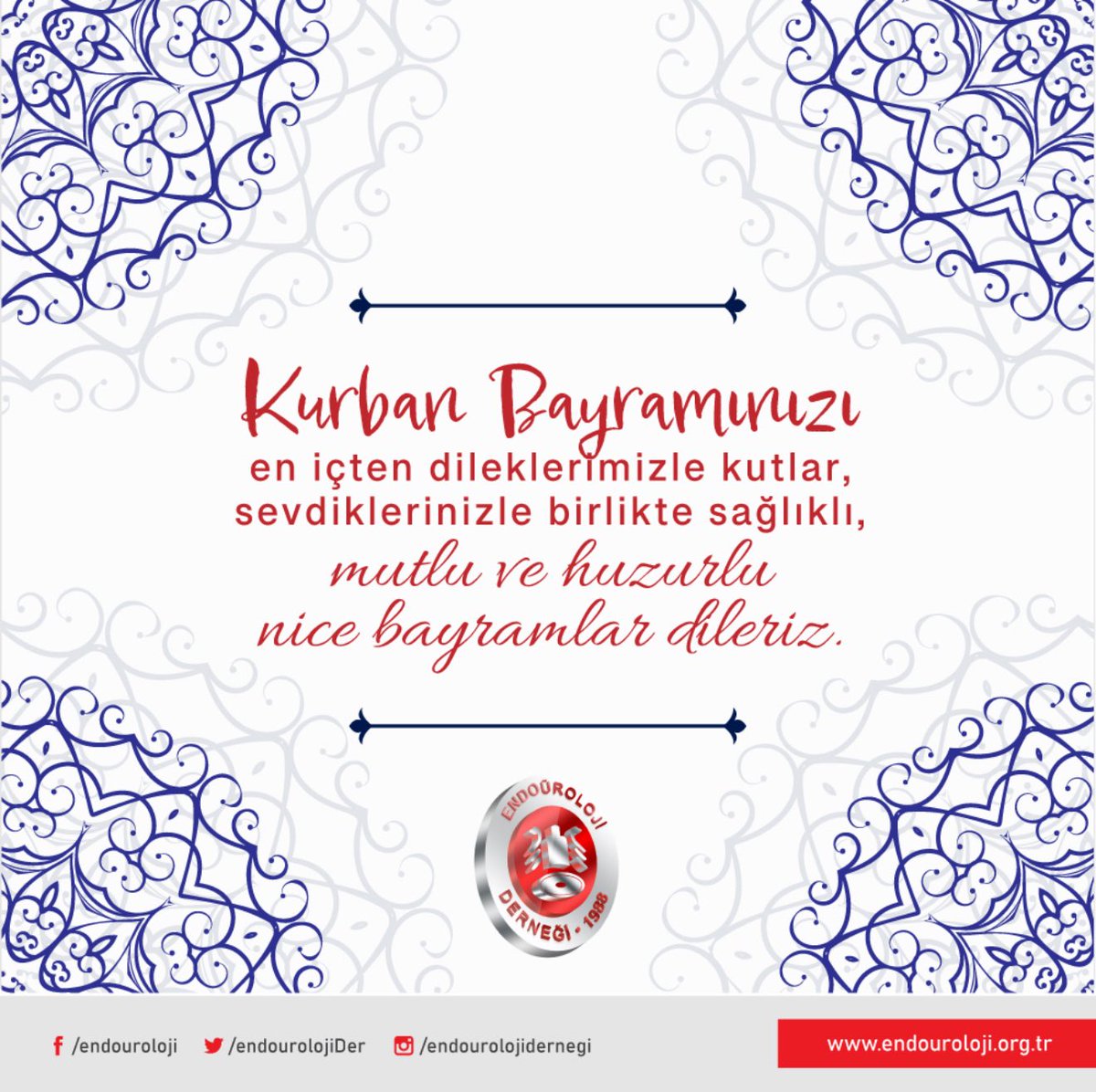 Kurban Bayramınızı en içten dileklerimizle kutlar, sevdiklerinizle birlikte sağlıklı mutlu huzurlu nice bayramlar dileriz. 
Endoüroloji Derneği